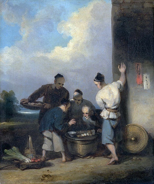 Coolies Round the Food Vendor’s Stall. George Chinnery
