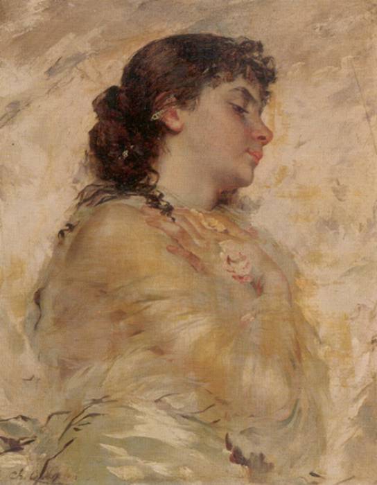 Portrait of a Young Woman in Profile. Charles Joshua Chaplin