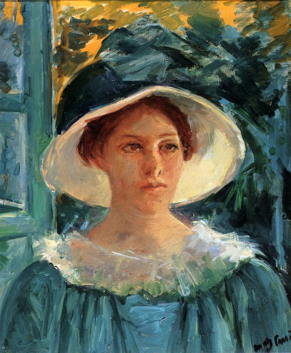 Young Woman In Green Outdoors In The. Mary Stevenson Cassatt