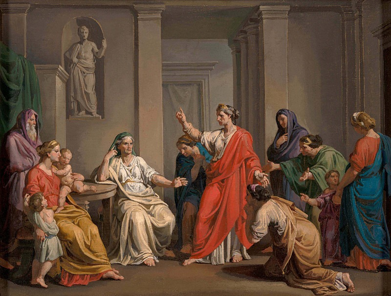 Римские женщины убеждают семью и жену Кориолана прекратить войну против Рима. Винченцо Камуччини (последователь)