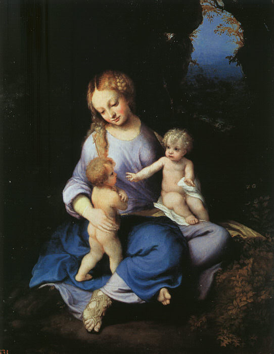 Мадонна с младенцем и юным Св. Иоанном. Корреджо (Антонио Аллегри)