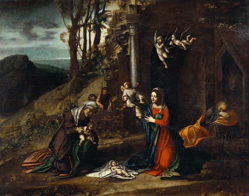 Nativity with Saint Elizabeth and the Infant Saint John the Baptist. Correggio (Antonio Allegri)