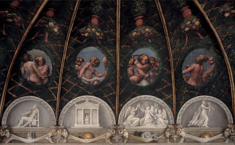 Frescoes in the Camera della Badessa at the Convent of St Paolo in Parma. Correggio (Antonio Allegri)
