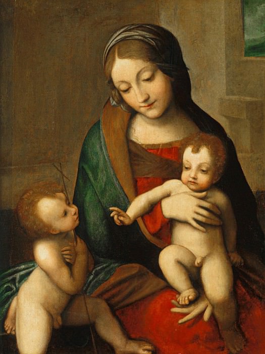Мадонна с младенцем и младенец Иоанн. Корреджо (Антонио Аллегри)