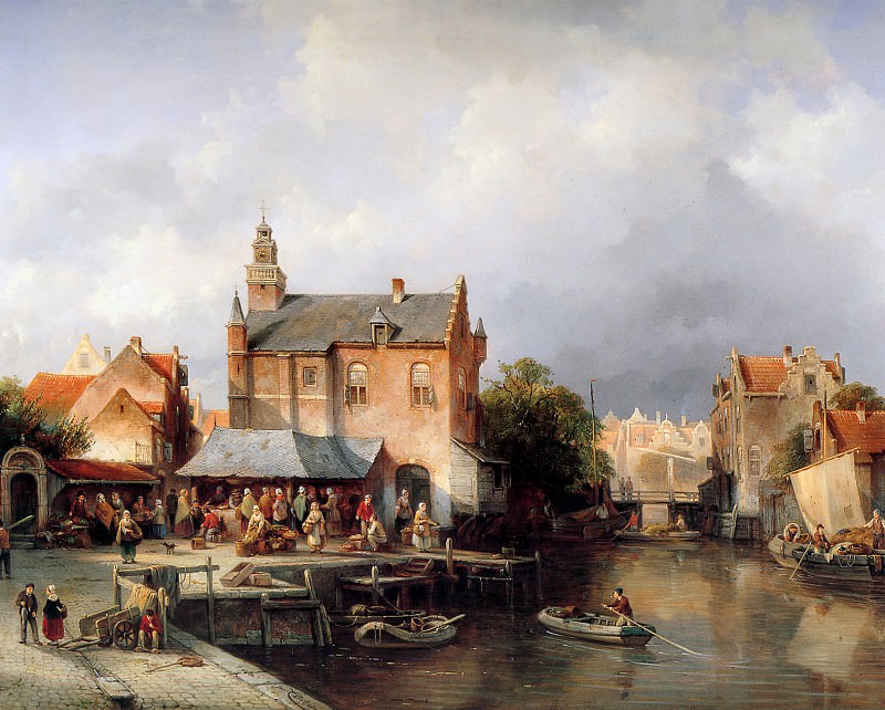 City view in Holland. Jacques François Carabain