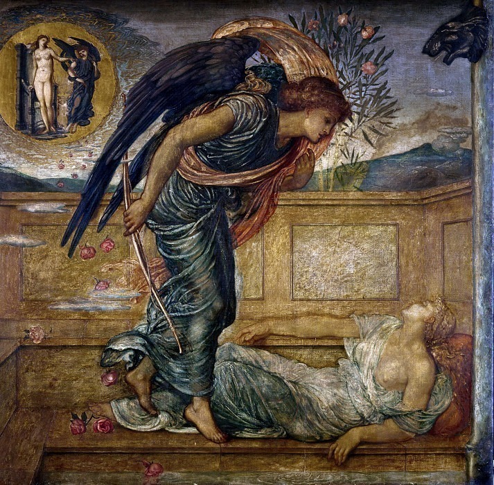 Cupid and Psyche - Palace Green Murals - Cupid Finding Psyche Asleep by a Fountain. Sir Edward Crane