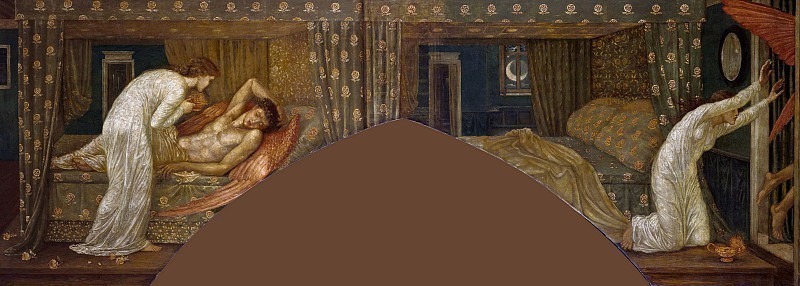 Амур и Психея - Психея, держащая лампу, смотрит на лицо спящего Купидона и покинутую Психею. сэр Эдвард Крейн