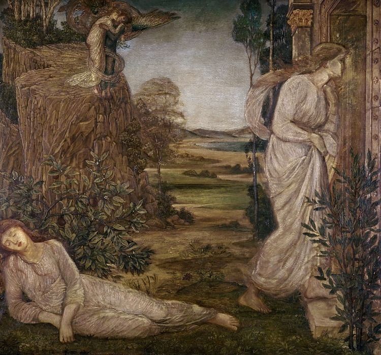 Cupid and Psyche - Palace Green Murals - Zephyrus Bearing Psyche to the Mountain. Sir Edward Crane