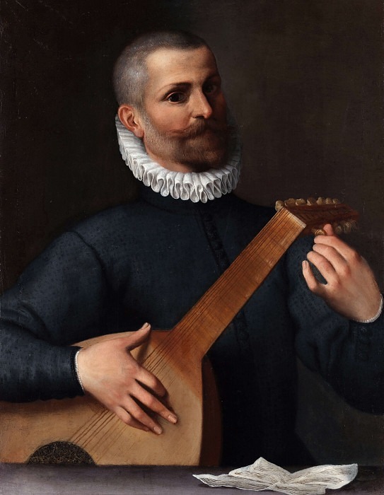 Portrait of a Lute Player (Orazio Bassani). Agostino Carracci