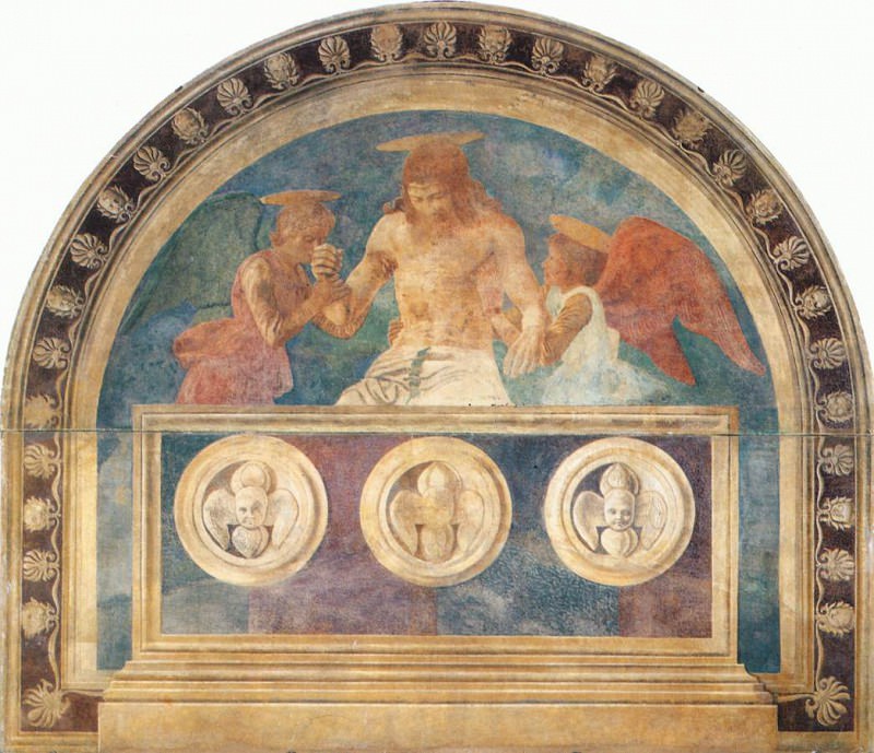 Христос в гробнице с двумя ангелами. Андреа дель Кастаньо