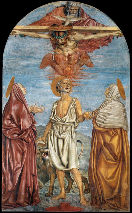 Святая Троица, Св. Иероним и двое Святых. Андреа дель Кастаньо