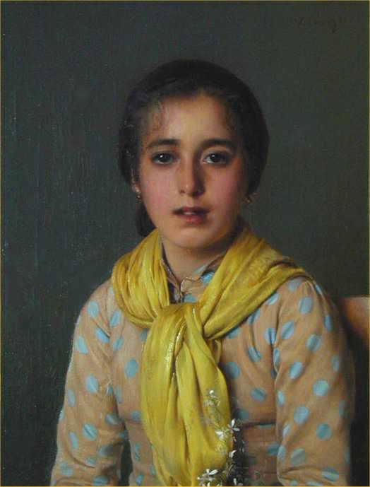 Girl with Yellow Shawl. Vittorio Matteo Corcos