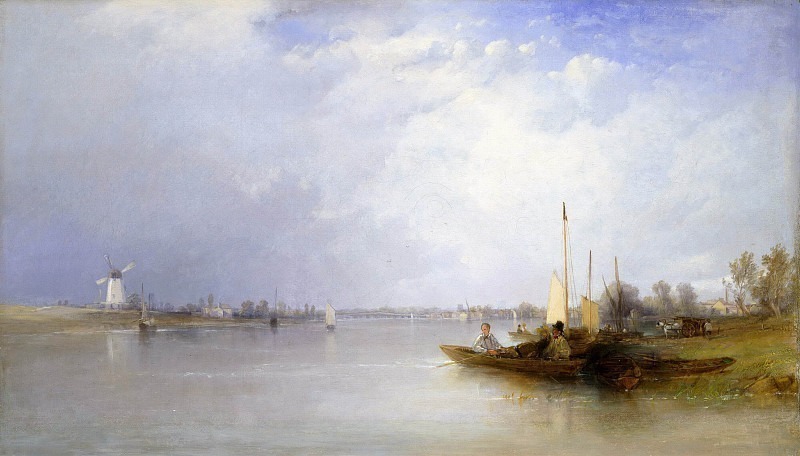 View Of The Thames At Battersea. Thomas Creswick
