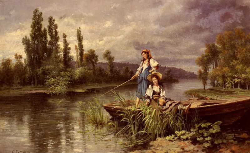 On The River At Dusk. Giuseppe Castiglione