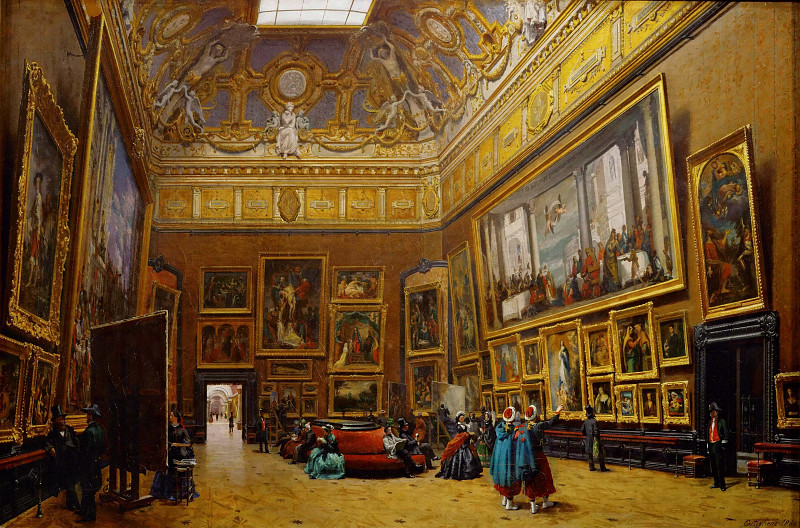 The Salon Carré at the Louvre Museum; Le Salon Carré au Musée du Louvre. Giuseppe Castiglione