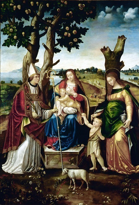 Мадонна с молоком среди святых Джованнино, Марии Магдалины и епископа Эразма. Джироламо Коллеони