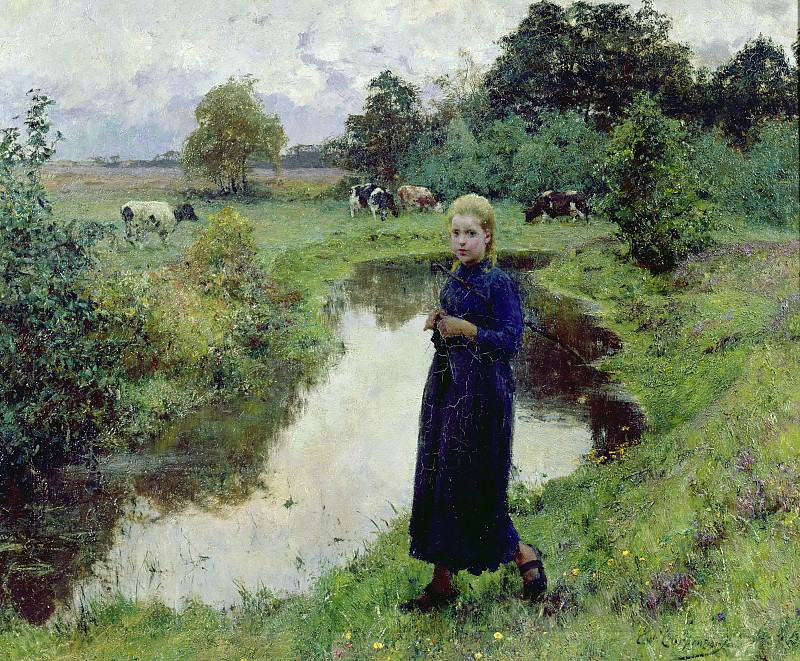 Young Girl in the Fields. Evariste Carpentier