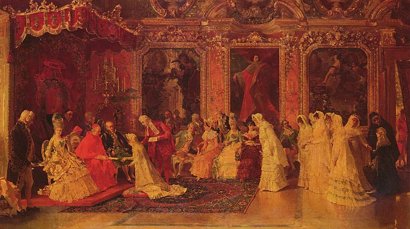 Princess Borghese Bestowing Dowries 1879 O C 28.35in by 49.25in. Luis Alvarez Catala