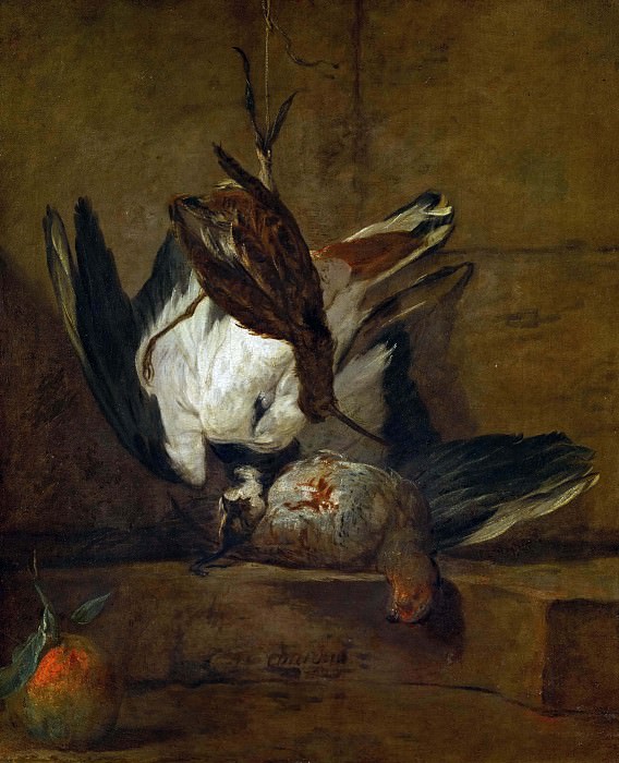 Huppoe, partridge, woodcock and pomegranate. Jean Baptiste Siméon Chardin