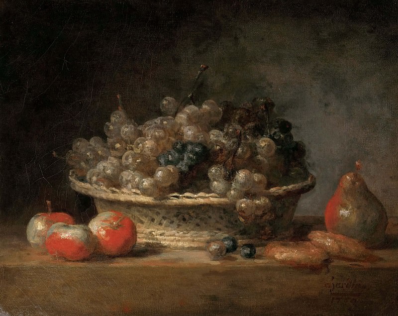 Basket with grapes. Jean Baptiste Siméon Chardin