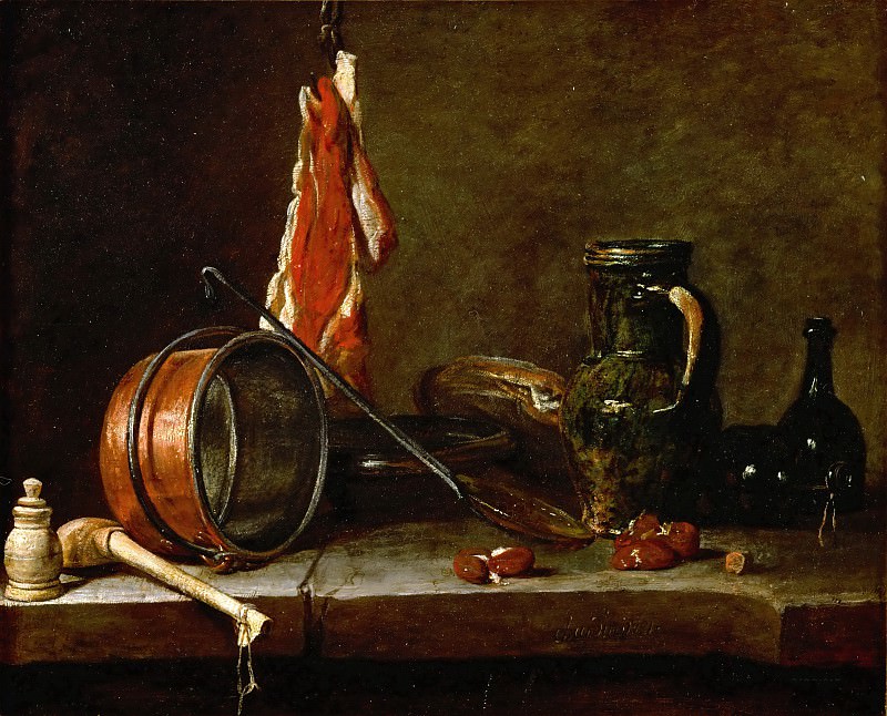 Menu du Gras et ustensil de cuisine, Jean Baptiste Siméon Chardin