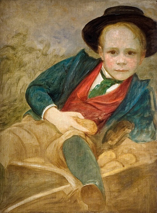 Study For A Boy Sitting On A Wheelbarrow. Estella Louisa Michaela Canziani