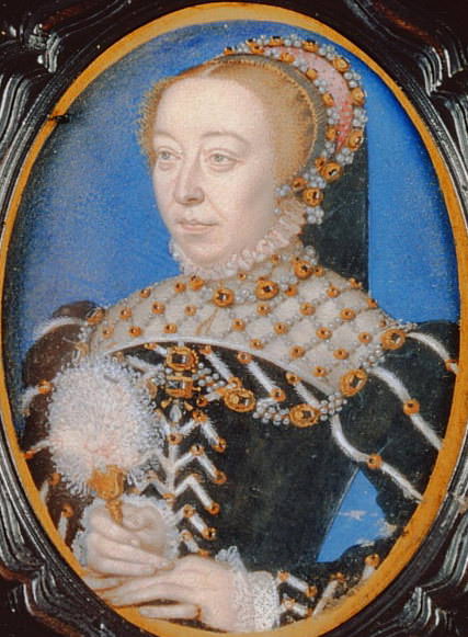 Miniature of Catherine de Medici. Francois Clouet