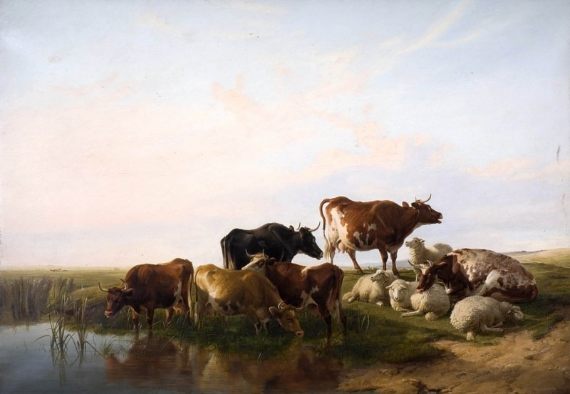 Пейзаж со скотом и овцами