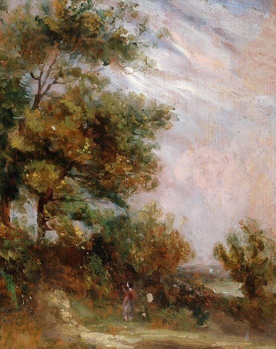 Пейзаж с деревьями и фигурой (лицевая сторона). Томас Чёрчьярд