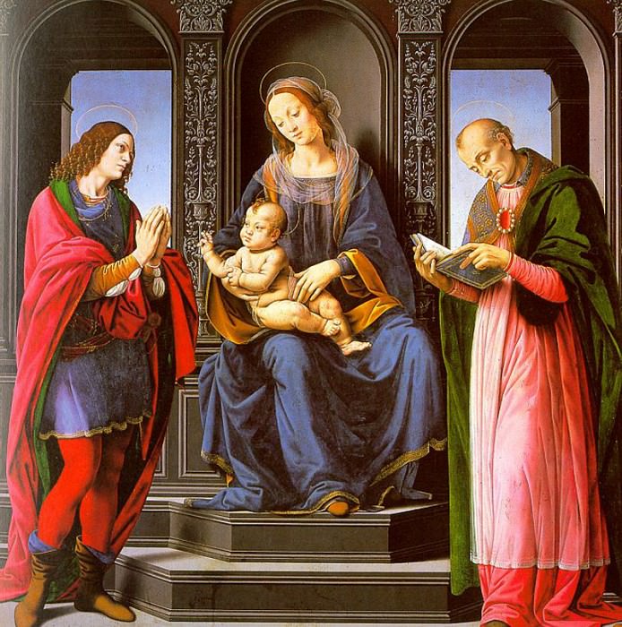 The Virgin and Child with St Julian and St Nicholas of Myra. Lorenzo di Credi