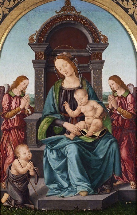 Мадонна с Младенцем с младенцем Св. Иоанном и ангелами. Лоренцо ди Креди (Приписывается)