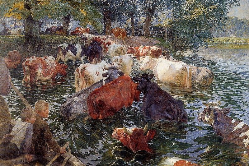 Cows crossing the Leie. Emile Claus