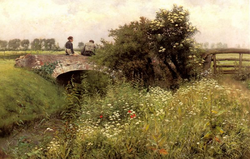 A Meeting On The Bridge. Emile Claus