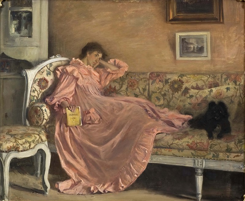 Карола, сидящая на софе, Густав Олаф Седерстрём