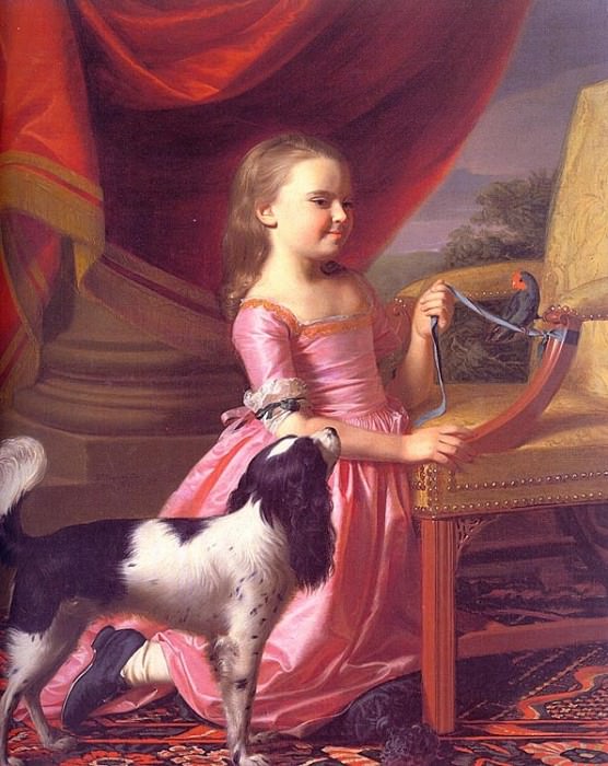 YOUNG LADY WITH A BIRD AND DOG, 1767, OIL ON CANVAS,. John Singleton Copley