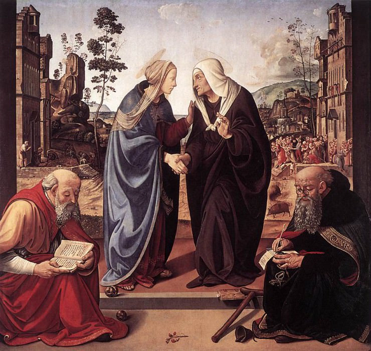 The Visitation with Sts Nicholas and Anthony 1489 90. Piero di Cosimo