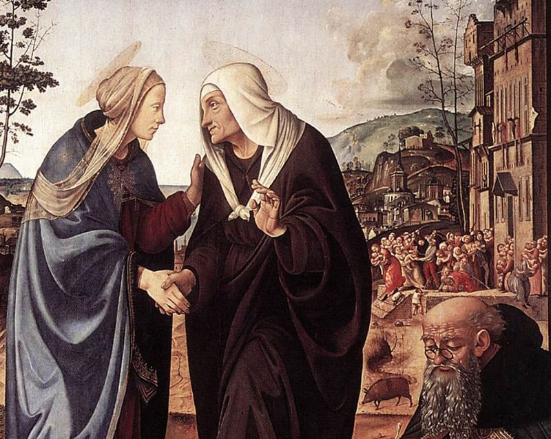 Посещение со Св. Николасом и Антонием, 1489-90, фрагмент. Пьеро ди Козимо