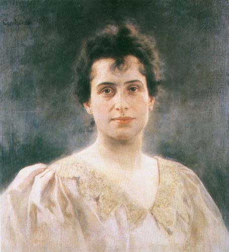 Portrait of a Woman in a Dress with Lacy Collar. Ladislas Wladislaw Von Czachorski