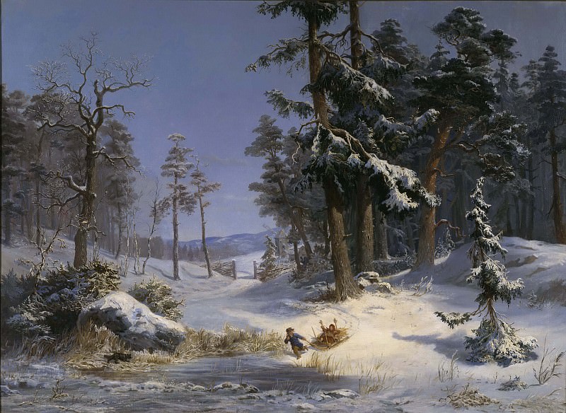 Зимний пейзаж с дороги королевы Кристины в Джургордене, Стокгольм, Карл XV (Король Швеции)