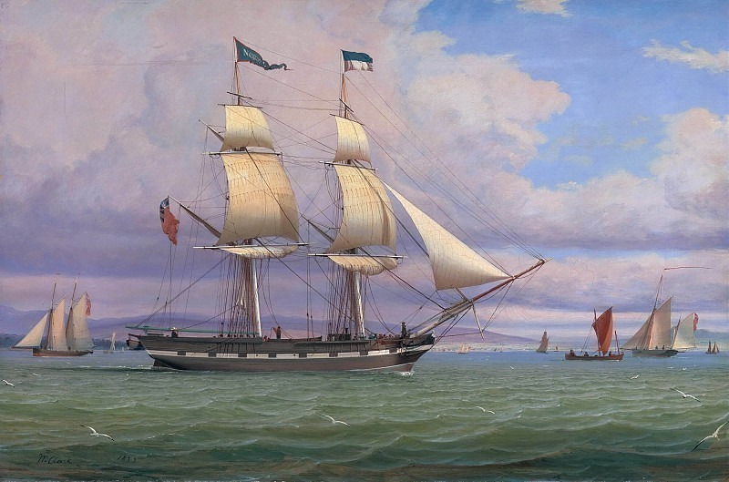 Английский Brig ’Norval’ на ветру. Уильям Кларк