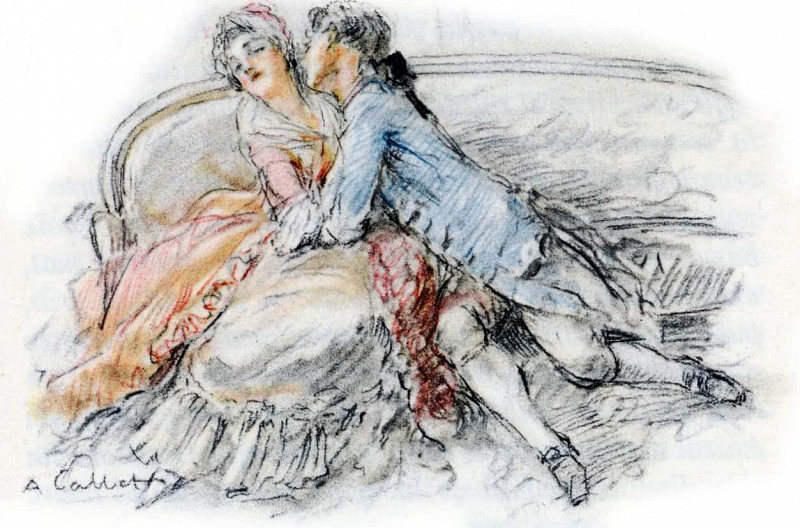 Werther kisses Charlotte. Antoine Calbet