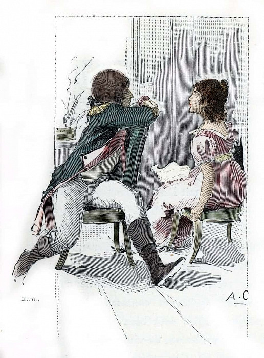 Портрет Наполеона Бонапарта (1769–1821) с его невестой Дезире Клари (1777–1860), около апреля 1795 г. (Портрет Дезире Клари в момент её помолвки с Наполеоном Бонапартом, апрель 1795 г.). Антуан Кальбе
