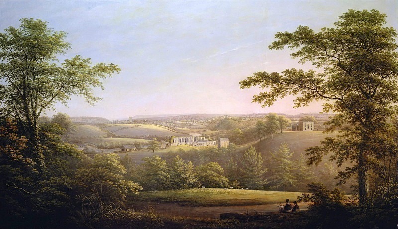 Easby Hall and Easby Abbey with Richmond, Yorkshire in the Background. George Cuitt