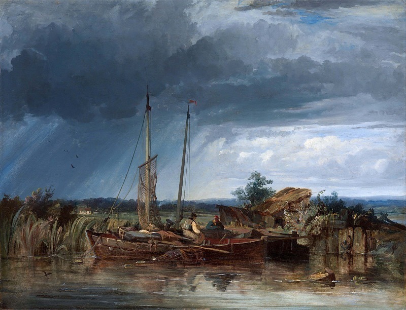 Two Fishing Boats on the Banks of Inland Waters. George Chambers