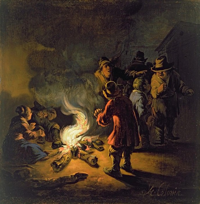 Peasants around a bonfire. Adam Colonia