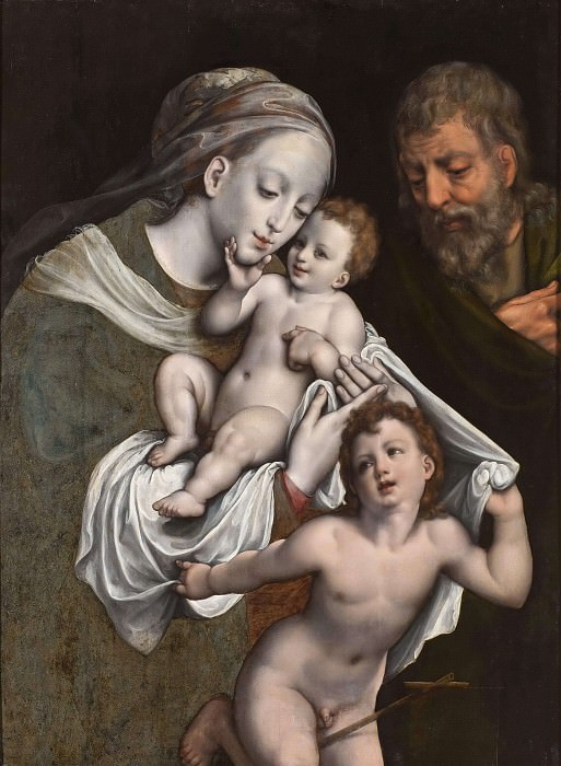Святое Семейство с Младенцем Св. Иоанном. Корнелис ван Клеве (Приписано)