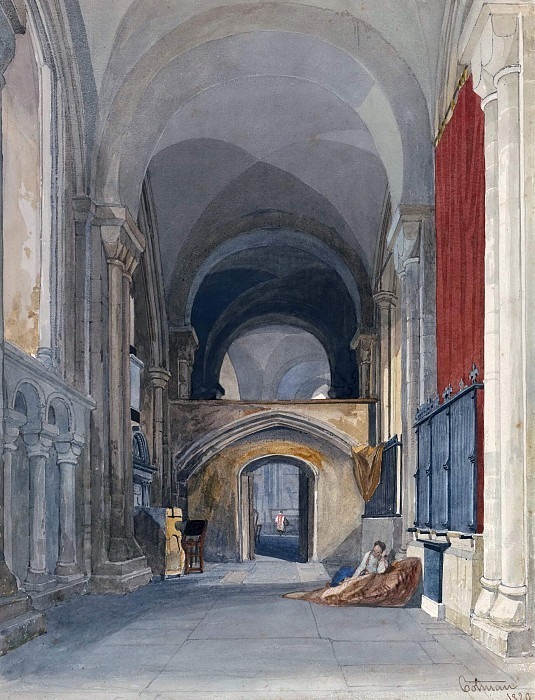 Norwich Cathedral- Interior of the North Aisle of the Choir, Looking East. John Sell Cotman