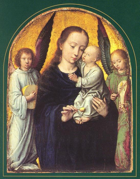 Мадонна и младенец с двумя музицирующими ангелами. Герард Давид