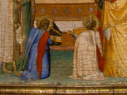 Madonna and Child with Saints and Angels, 1330s, Detal. Bernardo Daddi