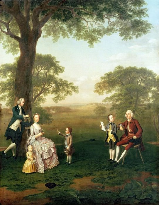 The Clavey Family in their garden at Hampstead. Arthur William Devis
